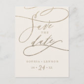 Romantic Gold Calligraphy | Voorbeeld Opslaan datu Uitnodiging Briefkaart (Voorkant)