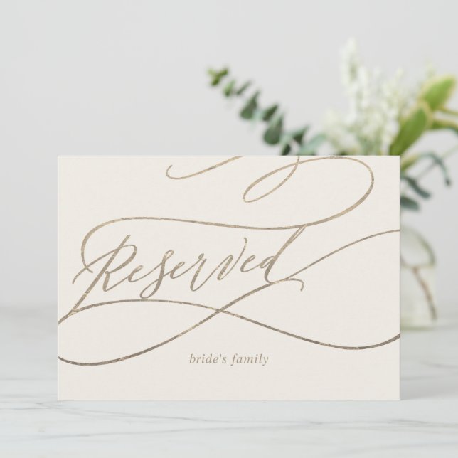 Romantic Gold Calligraphy | Voorbehouden kenteken  (Staand voorkant)
