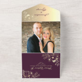 Romantic Gold Calligraphy Wedding All In One Uitnodiging (Buitenkant)