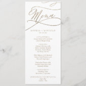 Romantic Gold Calligraphy Wedding Dinner Menu (Voorkant)