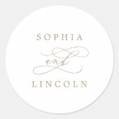 Romantic Gold Calligraphy Wedding Envelope Seals Ronde Sticker (Voorkant)