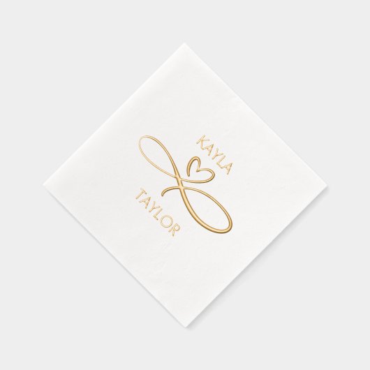 Romantic Gold Calligraphy Wedding Folie Servetten (Rechts)