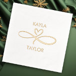 Romantic Gold Calligraphy Wedding Folie Servetten<br><div class="desc">Romantische gouden kalligrafie bruiloft Folie servetten zijn ontworpen om een vleugje sophisticatie en romance toe te voegen aan uw speciale dag. Het romantische ontwerp toont je namen die verband houden met fancy hartwervelingen. De luxueuze gouden folie kalligrafie is een prachtige aanvulling op uw bruiloft thema, waardoor ze de perfecte aanvulling...</div>