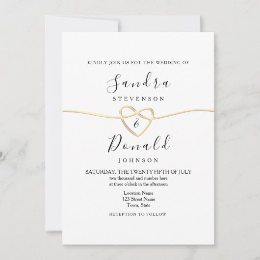 Romantic Gold Calligraphy Wedding Kaart (Voorkant)