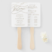 Romantic Gold Calligraphy Wedding Programme Fan Handwaaier (Voorkant en achterkant)