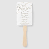 Romantic Gold Calligraphy Wedding Programme Fan Handwaaier (Voorkant)