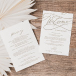 Romantic Gold Calligraphy Welcome Itinerary Letter<br><div class="desc">Deze romantische goudkalligrafie-welkomstbrieven en reiskaarten zijn perfect voor een eenvoudige bruiloft. Het moderne klassieke ontwerp is voorzien van fancy draden en grillen met prachtige elegante handgeschreven faux champagne Gold folie-typografie. De voorzijde van de kaart is voorzien van een welkome brief en de achterzijde van de kaart is voorzien van de...</div>