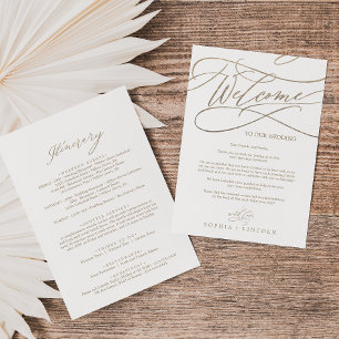 Romantic Gold Calligraphy Welcome Itinerary Letter