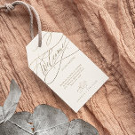 Romantic Gold Calligraphy | Welkom Ivory Wedding Cadeaulabel<br><div class="desc">Deze romantische goudkalligrafie-ivoorbruiloft welkome labels zijn perfect voor een eenvoudige bruiloft. Het moderne klassieke ontwerp is voorzien van fancy draden en grillen met prachtige elegante handgeschreven faux champagne Gold folie-typografie. Pas de labels aan met de locatie van uw bruiloft, een korte welkomstnotitie, uw namen en trouwdatum. Deze labels zijn perfect...</div>