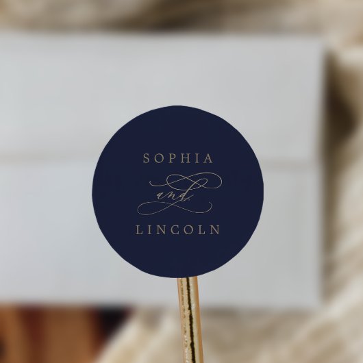 Romantic Gold Calligraphy | Zeeslagzegel Ronde Sticker