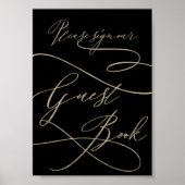 Romantic Gold Calligraphy | Zwart handboek Poster (Voorkant)