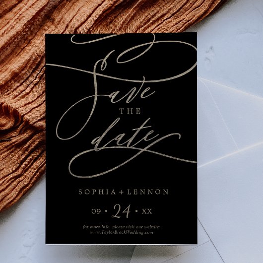 Romantic Gold Calligraphy | Zwart Save The Date