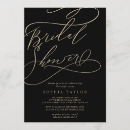 Romantic Gold Calligraphy | Zwart Vrijgezellenfees Kaart