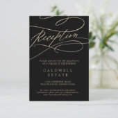 Romantic Gold Calligraphy | Zwarte ontvangst Informatiekaartje (Staand voorkant)