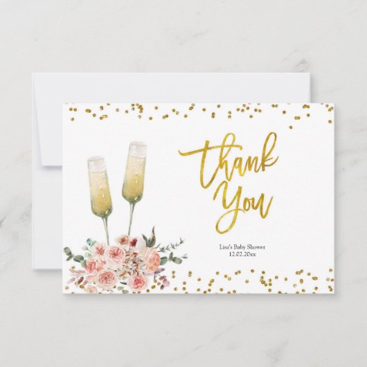 Romantic Gold Cheers to Love Hartelijk dank Bedankkaart (Voorkant)