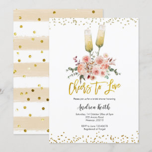 Romantic Gold Cheers to Love Vrijgezellenfeest Kaart