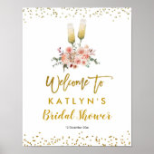 Romantic Gold Cheers to Love Welcome Sign Poster (Voorkant)