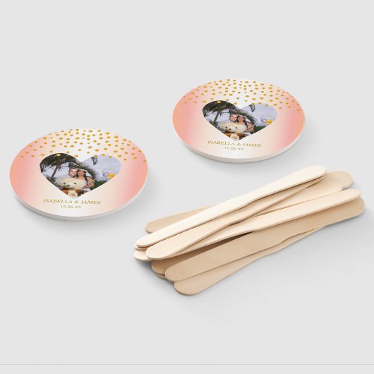 Romantic Gold Confetti op Roos Gold-gepersonalisee Handwaaier (Niet-gemonteerd)