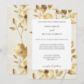 Romantic Gold Cream Floral Wedding Kaart (Voorkant / Achterkant)
