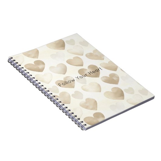 Romantic Gold Cream Hearts   Notitieboek (Rechterzijde)