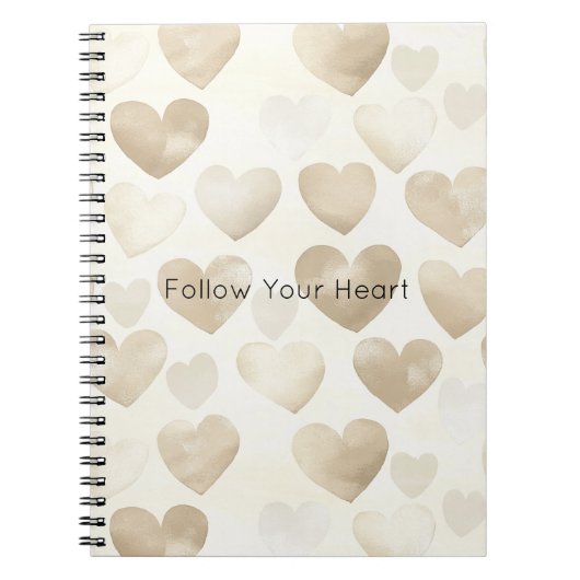 Romantic Gold Cream Hearts   Notitieboek (Voorkant)