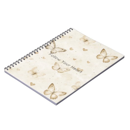 Romantic Gold Cream Hearts   Notitieboek (Linkerzijde)