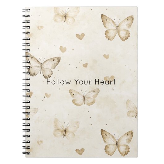 Romantic Gold Cream Hearts   Notitieboek (Voorkant)