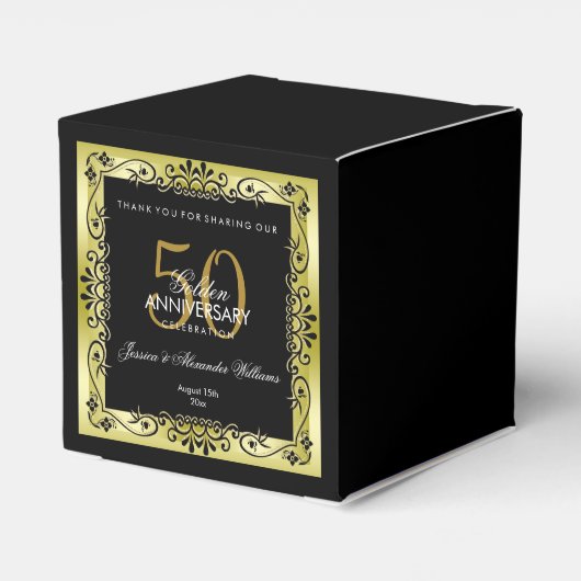 Romantic Gold Decorative Framed 50th Wedding Bedankdoosjes (Achterkant)
