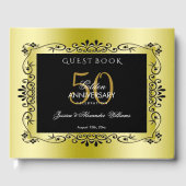 Romantic Gold Decorative Framed 50th Wedding Gastenboek (Voorkant)