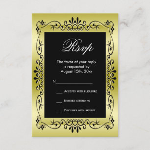 Romantic Gold Decorative Framed 50th Wedding RSVP
