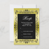 Romantic Gold Decorative Framed 50th Wedding RSVP (Voorkant)