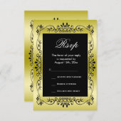 Romantic Gold Decorative Framed 50th Wedding RSVP (Voorkant / Achterkant)
