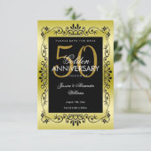 Romantic Gold Decorative Framed 50th Wedding Save The Date (Staand voorkant)