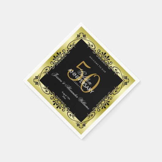 Romantic Gold Decorative Framed 50th Wedding Servet (Hoek)