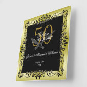 Romantic Gold Decorative Framed 50th Wedding Vierkante Klok (Hoek)