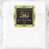 Romantic Gold Decorative Framed 50th Wedding Vierkante Sticker (Tas)