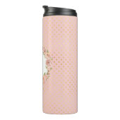 Romantic Gold Dotted Roos Floral Monogramal Name Thermosbeker (Geroteerd rechts)