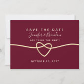 Romantic Gold en Bourgogne bruiloft Save The Date (Voorkant)