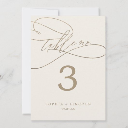 Romantic Gold en ivoor 5x7"-tabelnummer Kaart (Achterkant)