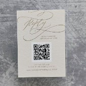 Romantic Gold- en Ivory Wedding QR-code RSVP Informatiekaartje