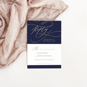 Romantic Gold- en Navy Song Request RSVP-kaart RSVP Kaartje