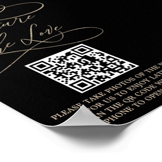 Romantic Gold- en zwarte QR-code Vang de liefde P Poster (Hoek)