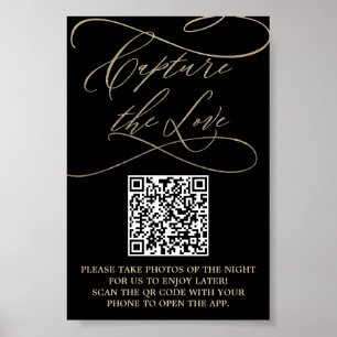 Romantic Gold- en zwarte QR-code Vang de liefde P Poster