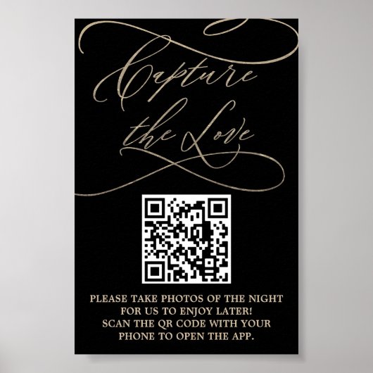 Romantic Gold- en zwarte QR-code Vang de liefde P Poster (Voorkant)