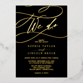 Romantic Gold Foil | Black Flourish we do Wedding Folie Uitnodiging