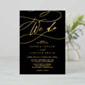 Romantic Gold Foil | Black Flourish we do Wedding Folie Uitnodiging (Staand Voorkant)