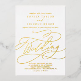Romantic Gold Foil Calligrafie | Vlaams huwelijk Folie Uitnodiging