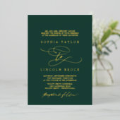 Romantic Gold Foil Emerald Flourish Formal Wedding Folie Uitnodiging (Staand Voorkant)