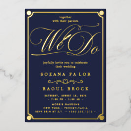 Romantic Gold Foil Emerald Flourish We bruiloft Folie Uitnodiging