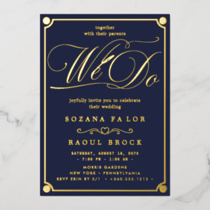 Romantic Gold Foil Emerald Flourish We bruiloft Folie Uitnodiging